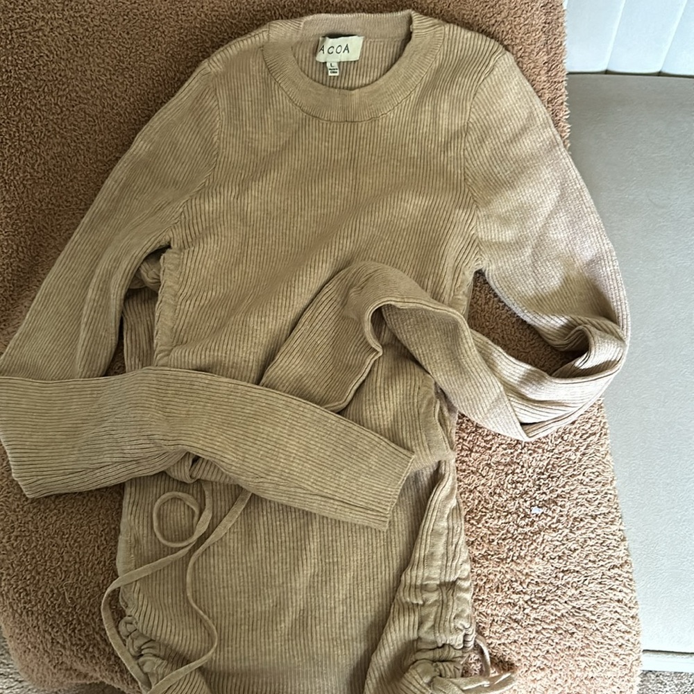 CO Cream Raglan Sleeve Midi Sweater Dress